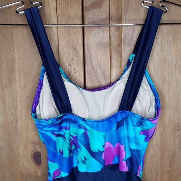 Vintage 1 Piece Bright Floral Swimdress Swimsuit - Picture 7 of 16